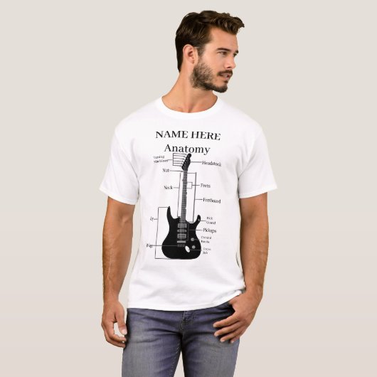 Gitarre Lover Anatomie einer Gitarre T-Shirt (Vorne ganz)