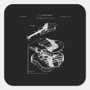 Gitarre Lover  Martin Guitar Patent Quadratischer Aufkleber