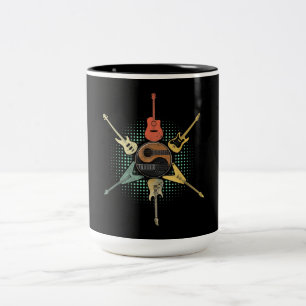 Gitarre Lover  Retro Style   Geschenk für Gitarris Zweifarbige Tasse