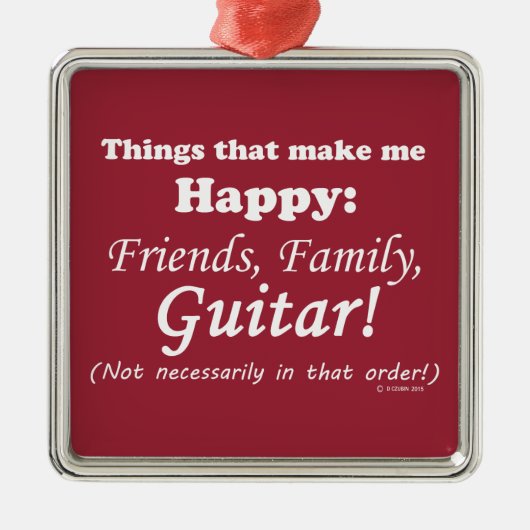 Gitarre macht mich glücklich silbernes ornament (Vorne)