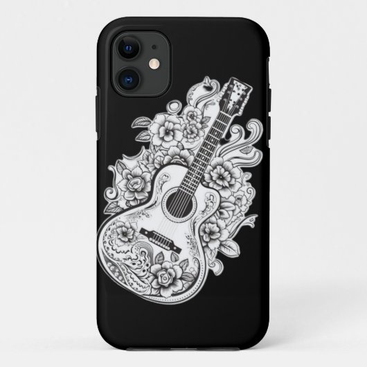 Gitarre Melody: Blumengitarre-Farbseite Case-Mate iPhone Hülle (Rückseite)
