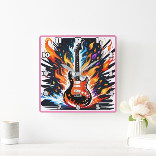 Gitarre mit Energie in einem dynamischen Display Quadratische Wanduhr (Zuhause)