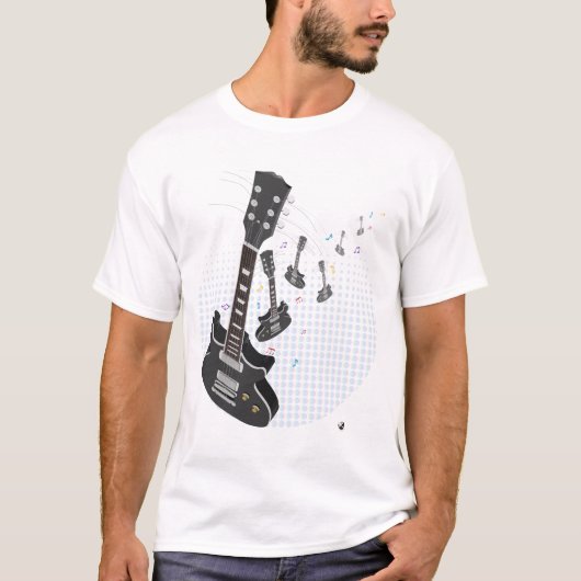 Gitarre mit Musiknoten und Punktemuster t-shirt (Vorderseite)