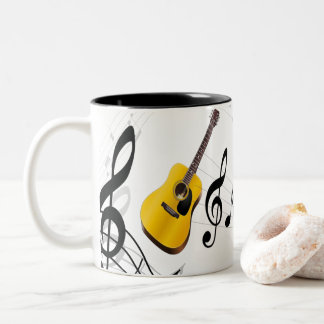Gitarre mit Musiknoten Zweifarbige Tasse