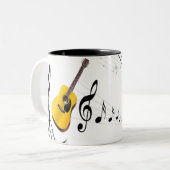 Gitarre mit Musiknoten Zweifarbige Tasse (Vorderseite Links)
