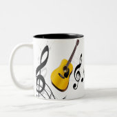 Gitarre mit Musiknoten Zweifarbige Tasse (Links)