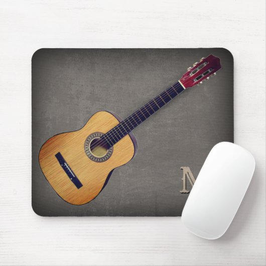 Gitarre mit (oder ohne) Ihren Initial(en) Mousepad (Mit Mouse)
