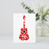 Gitarre mit roten Herzen Postkarte (Stehend Vorderseite)
