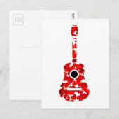 Gitarre mit roten Herzen Postkarte (Vorne/Hinten)