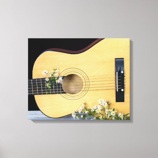 Gitarre mit Wildblume aster Leinwanddruck (Vorderseite)