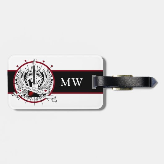 Gitarre Monogram Musician Rocker Rock & Roll Music Gepäckanhänger (Rückseite horizontal)