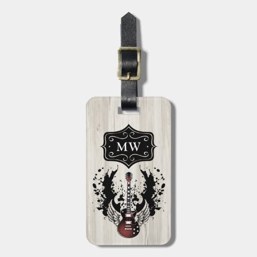 Gitarre Monogram Musician Rocker Rock & Roll Music Gepäckanhänger (Vorderseite vertikal)