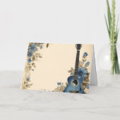 Gitarre-Musiknoten-Blume Einladung (Rückseite)