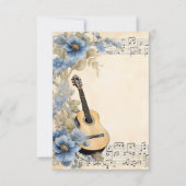 Gitarre-Musiknoten-Blume RSVP Karte (Vorderseite)