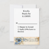 Gitarre-Musiknoten-Blume RSVP Karte (Rückseite)