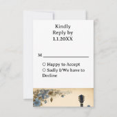 Gitarre-Musiknoten-Blume RSVP Karte (Rückseite)