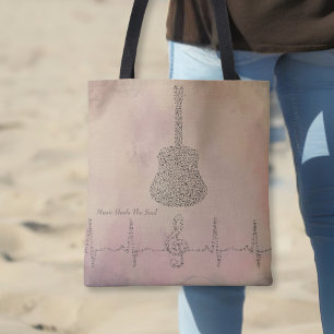 Gitarre-Musiknoten mit Herzschlag Tasche