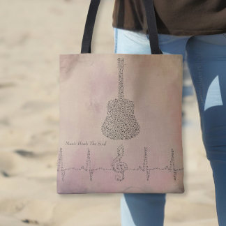 Gitarre-Musiknoten mit Herzschlag Tasche