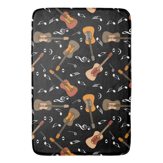 Gitarre Musiknoten Muster Badematte (Vorderseite Vertikal)