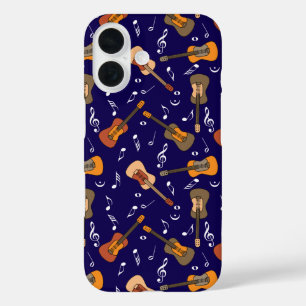 Gitarre Musiknoten Muster iPhone 16 Hülle
