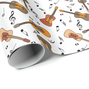 Gitarre Musiknoten Muster Geschenkpapier