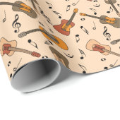 Gitarre Musiknoten Muster Geschenkpapier (Rolleneckpunkt)