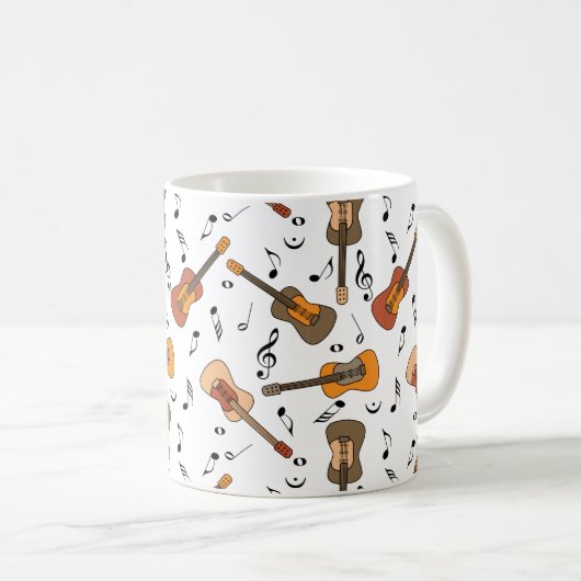 Gitarre Musiknoten Muster Kaffeetasse (VorderseiteRechts)