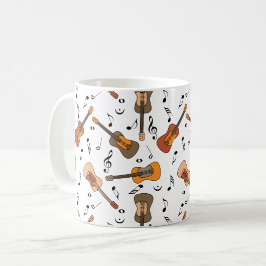 Gitarre Musiknoten Muster Kaffeetasse (Vorderseite Links)