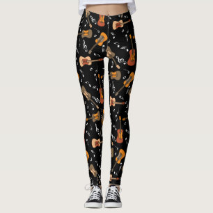 Gitarre Musiknoten Muster Leggings