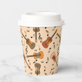 Gitarre Musiknoten Muster Pappbecher (Rückseite)