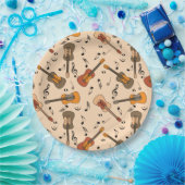 Gitarre Musiknoten Muster Pappteller (Party)