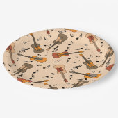 Gitarre Musiknoten Muster Pappteller (Schrägansicht)