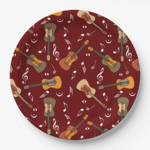 Gitarre Musiknoten Muster Pappteller