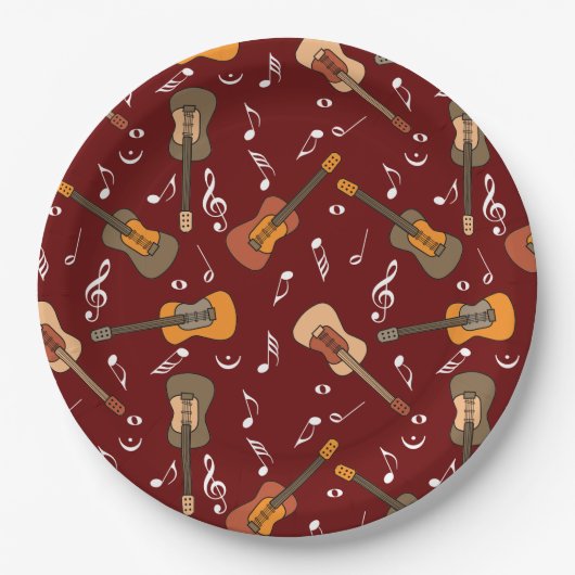 Gitarre Musiknoten Muster Pappteller (Vorderseite)