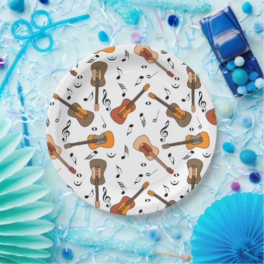 Gitarre Musiknoten Muster Pappteller (Party)