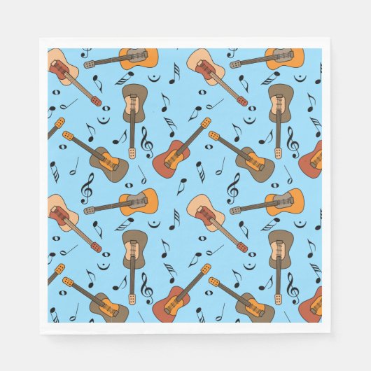 Gitarre Musiknoten Muster Serviette (Vorderseite)