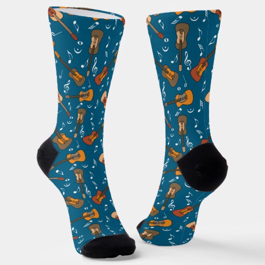 Gitarre Musiknoten Muster Socken (Gewinkelt)