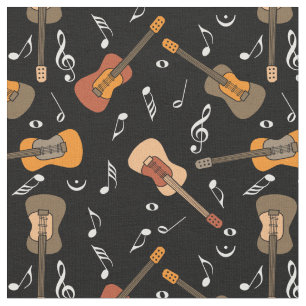 Gitarre Musiknoten Muster Stoff