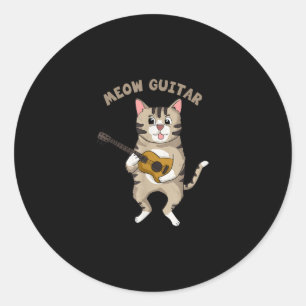 Gitarre Niedliche Katze Gitarre spielen Kätzchen Runder Aufkleber