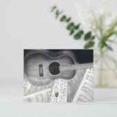 Gitarre & Notenpostkarte Postkarte (Stehend Vorderseite)