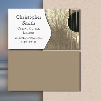 Gitarre Online Music Lektionen Einfache Beige Visitenkarte