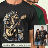 Gitarre Playing Brown Blue Dragon T-Shirt