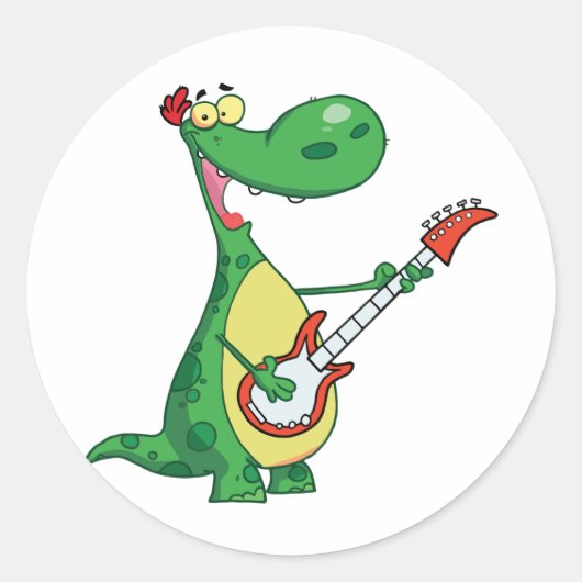 Gitarre Playing Dinosaur Stickers (Vorderseite)