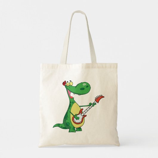 Gitarre Playing Dinosaur Tote Bag Tragetasche (Rückseite)