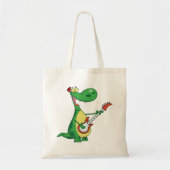 Gitarre Playing Dinosaur Tote Bag Tragetasche (Vorne)