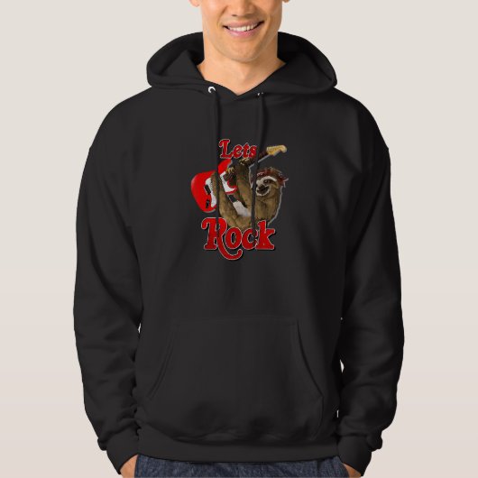 Gitarre Playing Sloth Rock Music Letu2019s Rock Gu Hoodie (Vorderseite)