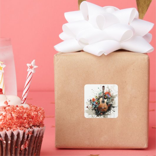 Gitarre Quadratischer Aufkleber (Party)