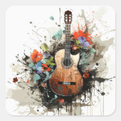 Gitarre Quadratischer Aufkleber (Vorderseite)