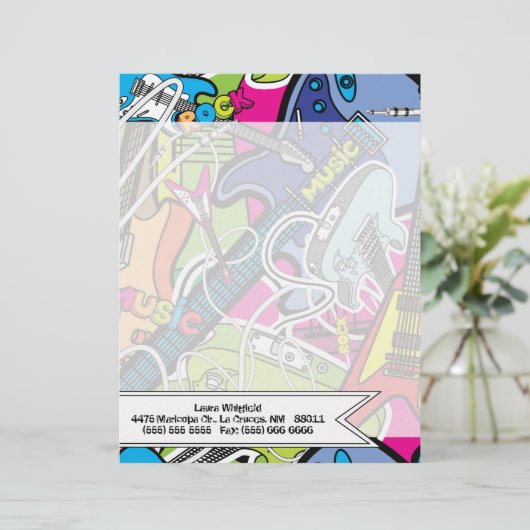 Gitarre Rock Music Star Grung Letterhead Stationie Briefkopf (Stehend Vorderseite)