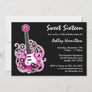 Gitarre Rock Star Sweet 16 Geburtstagsparty Hot Pi Einladung